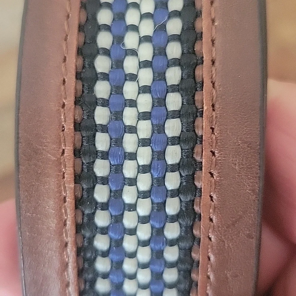 Columbia Vintage Brown Leather Belt with Fabric Inlay